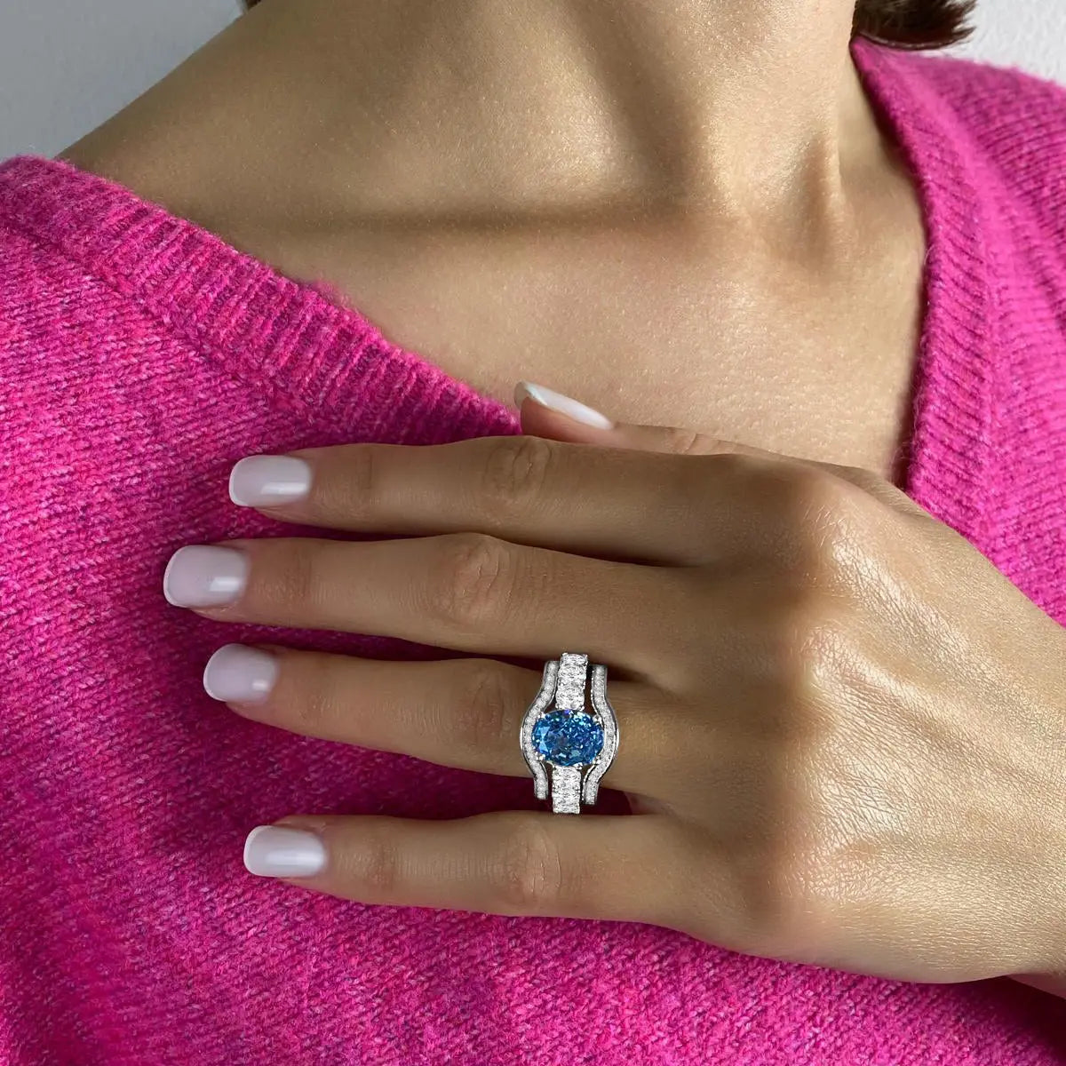 3 Carat Aquamarine Wedding Set Anna Zuckerman