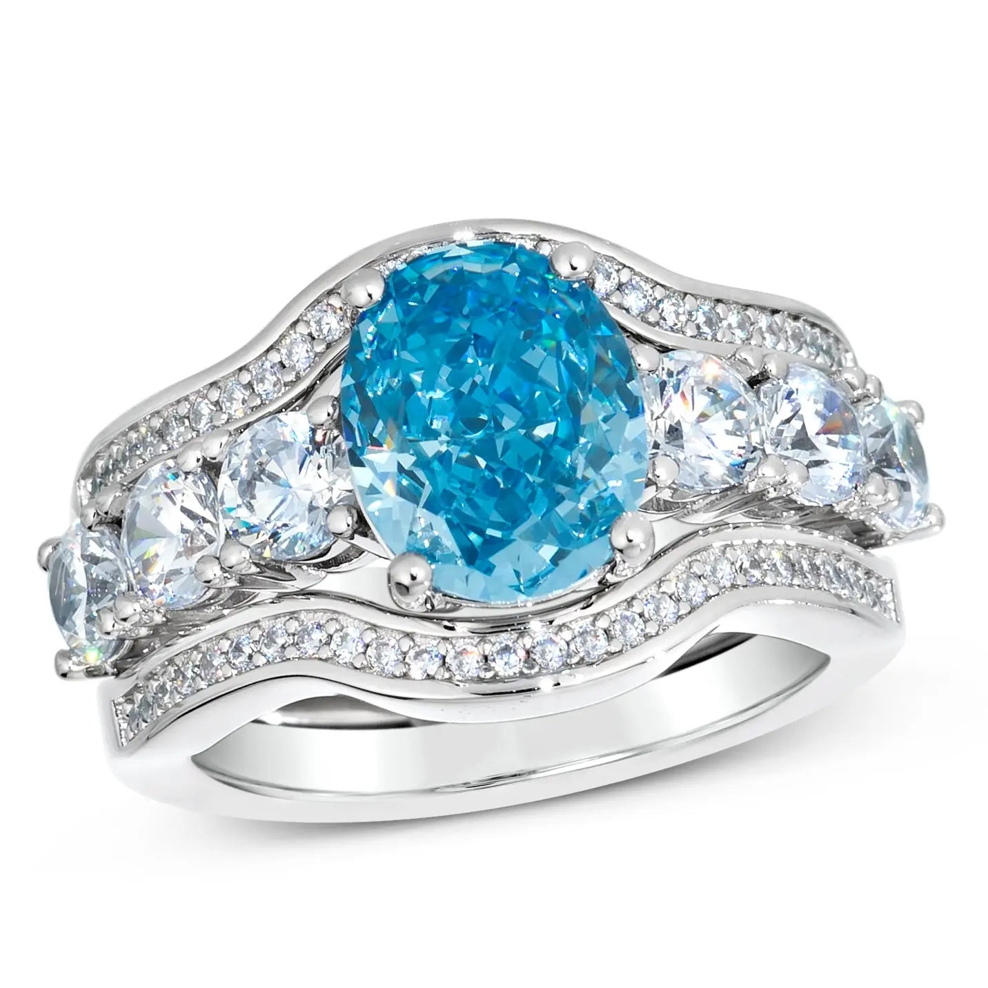 3 Carat Aquamarine Wedding Set Anna Zuckerman