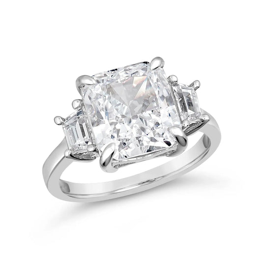 3 Stone Radiant Engagement Ring - Anna Zuckerman