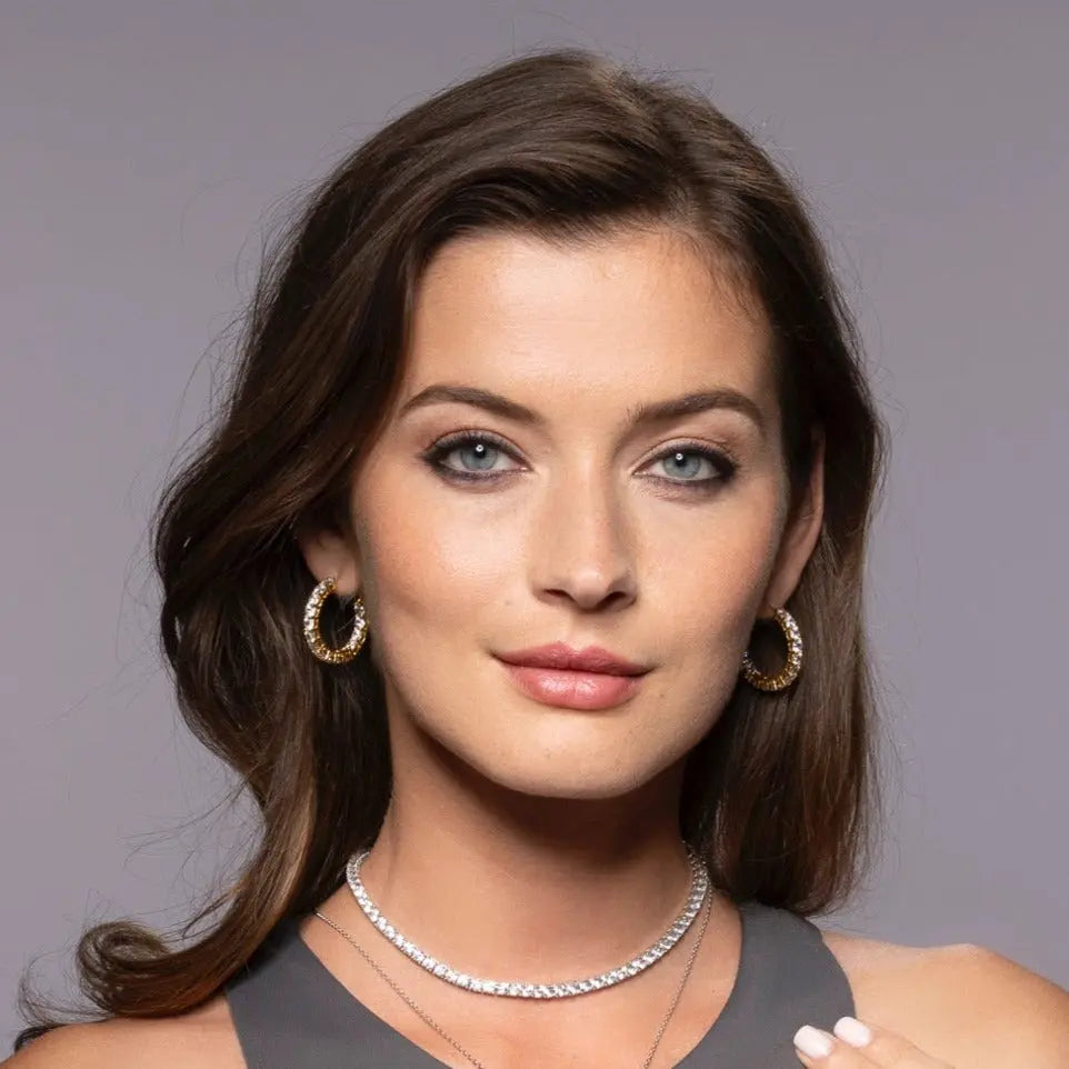 Anastasia 27 Hoop Earrings 1" - Anna Zuckerman Luxury Earrings