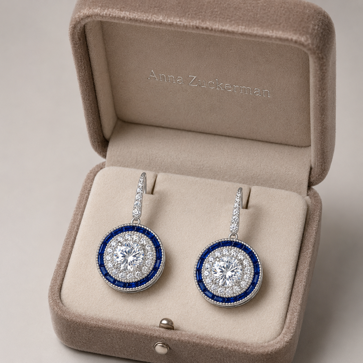 Demi Deco Earrings in Blue Sapphire