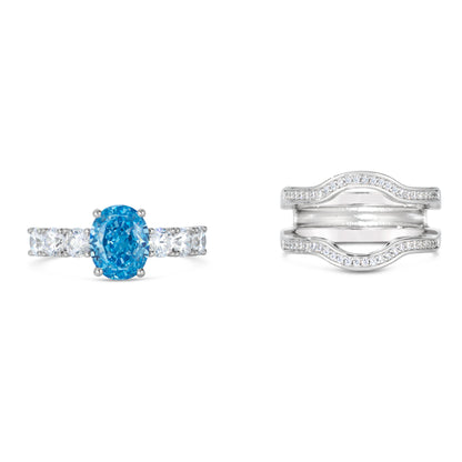 3 Carat Aquamarine Wedding Set