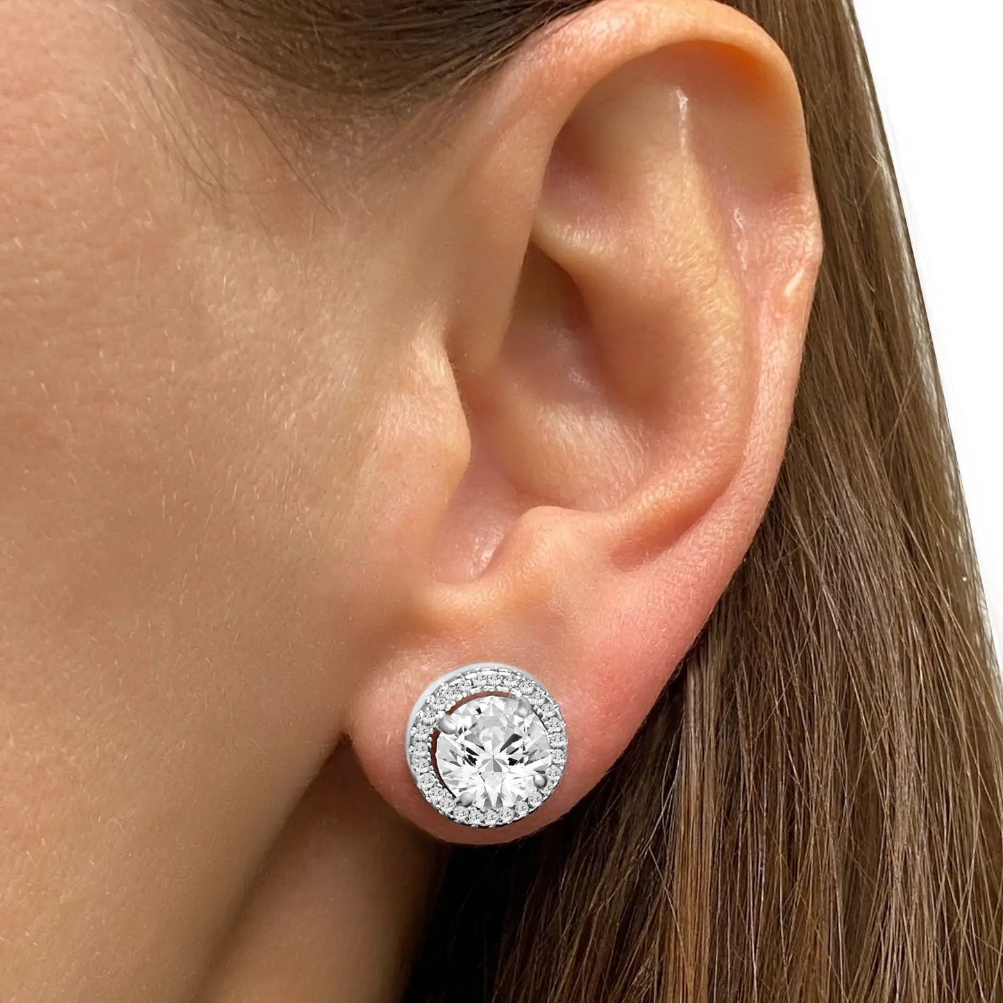 4 Carat Halo Studs by AZ Essentials Anna Zuckerman