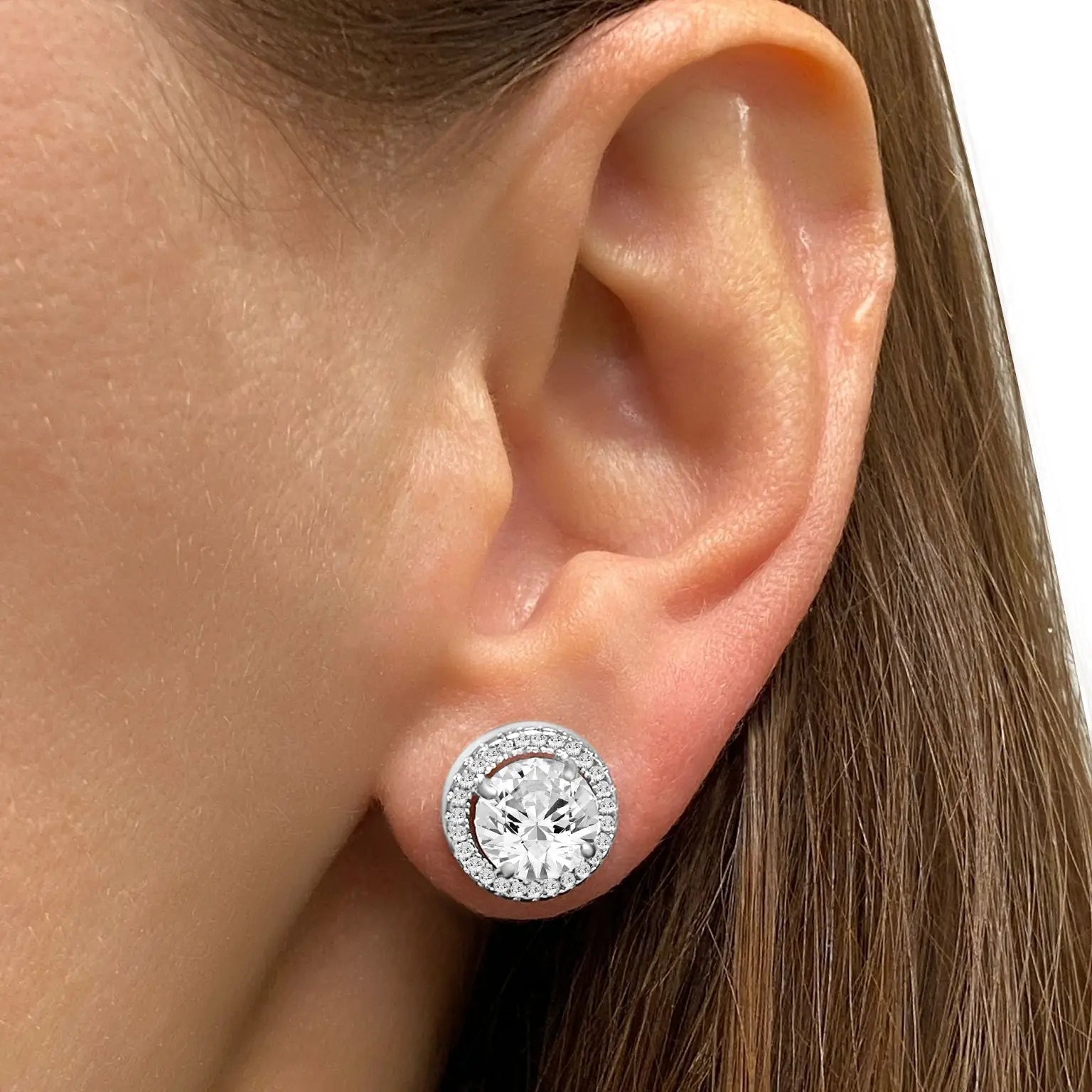 4 Carat Halo Studs by AZ Essentials Anna Zuckerman