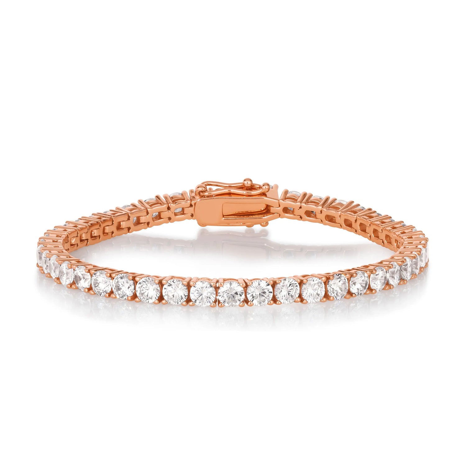 4 Carat Straight Line Tennis Bracelet in Rose Gold Anna Zuckerman