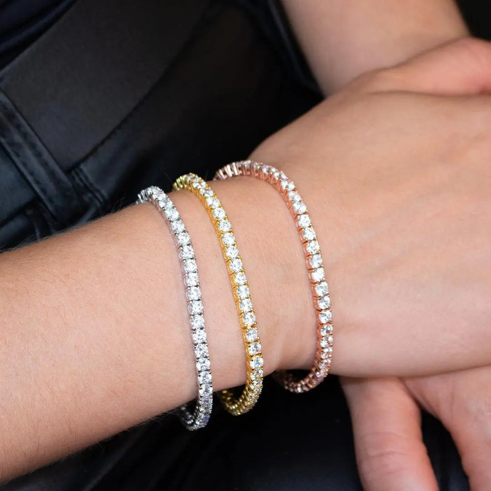 4 Carat Straight Line Tennis Bracelet in Rose Gold Anna Zuckerman