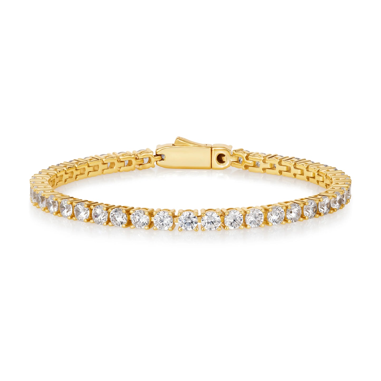4 Carat Straight Line Tennis Bracelet in Yellow Gold Anna Zuckerman