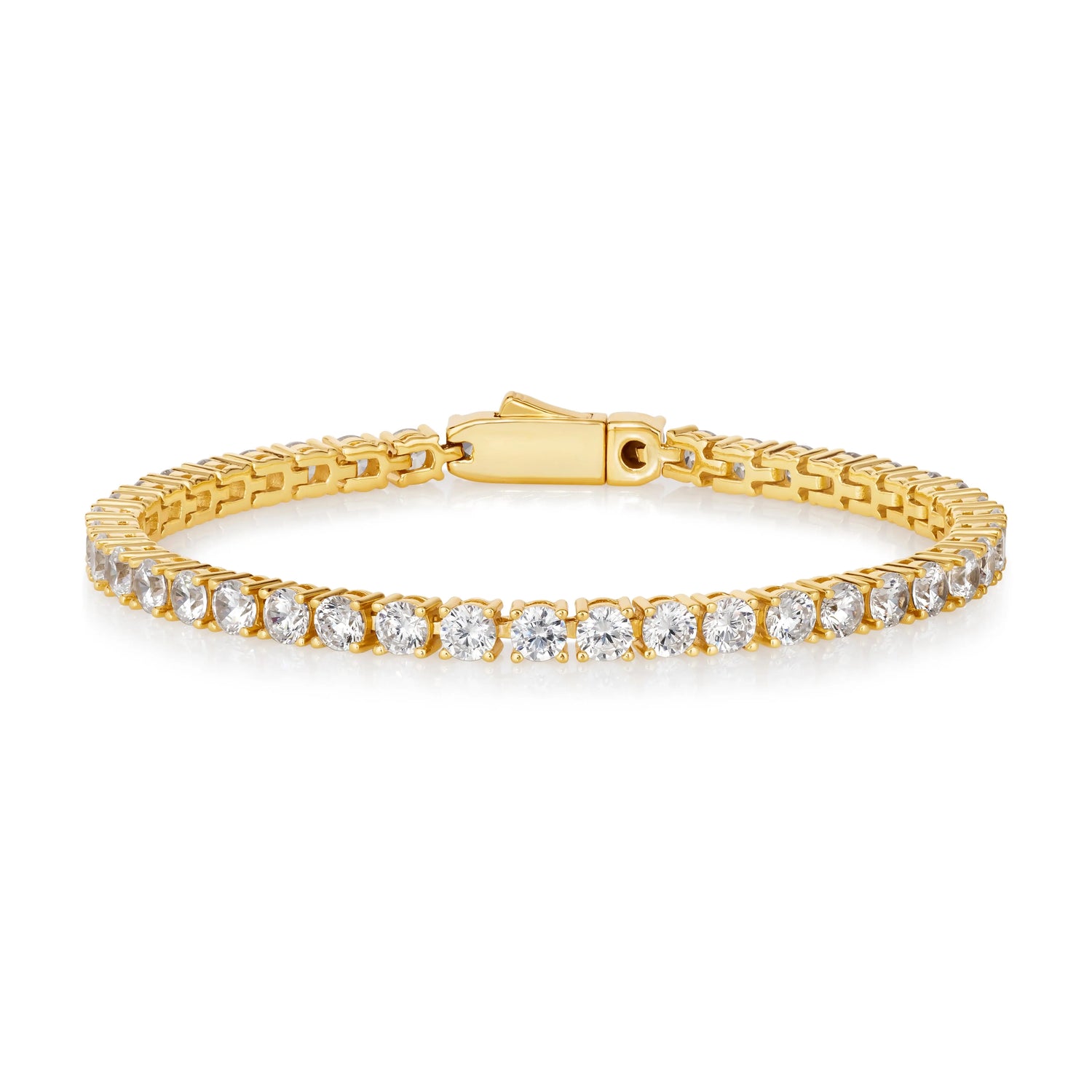 4 Carat Straight Line Tennis Bracelet in Yellow Gold Anna Zuckerman