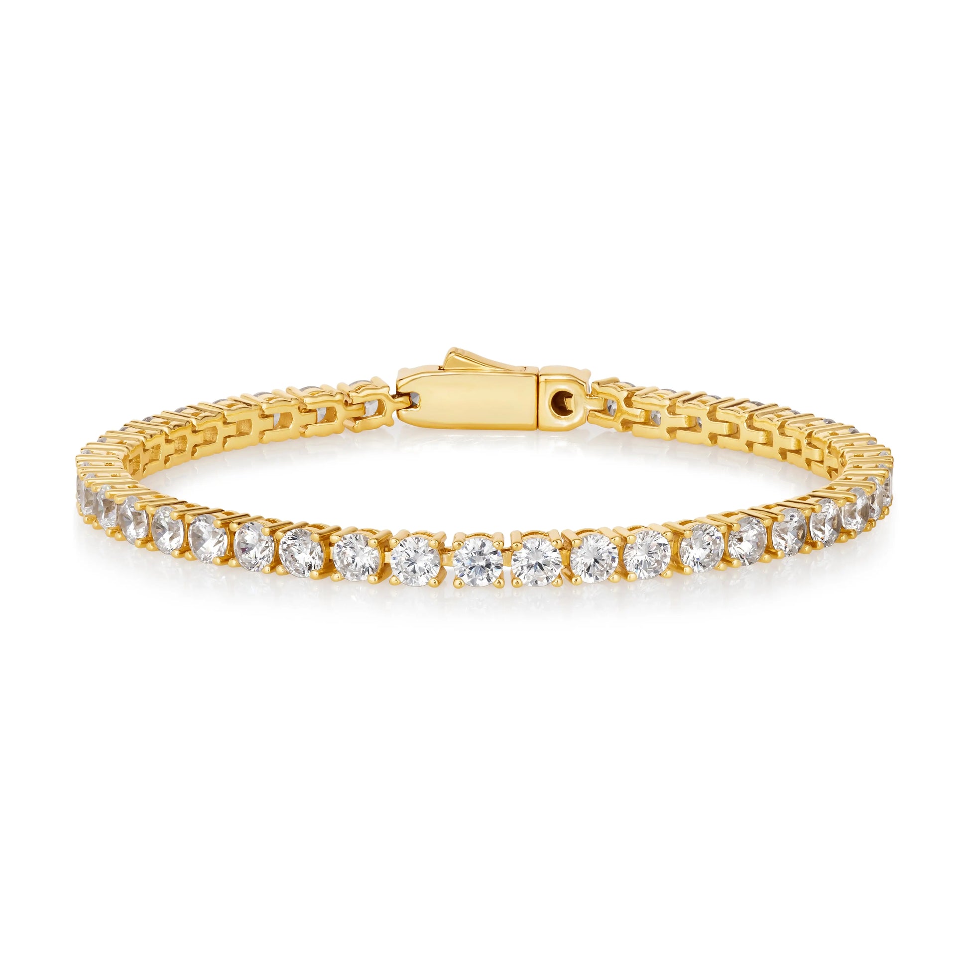 4 Carat Straight Line Tennis Bracelet in Yellow Gold Anna Zuckerman