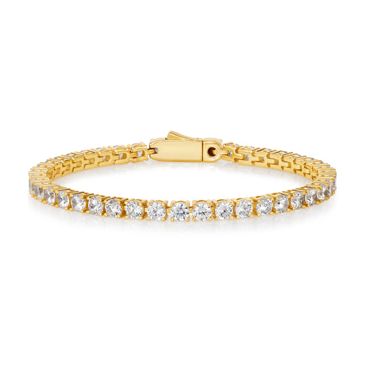 4 Carat Straight Line Tennis Bracelet in Yellow Gold Anna Zuckerman