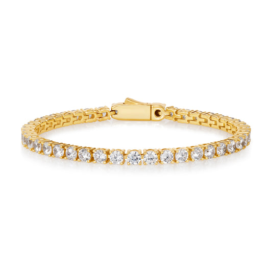 4 Carat Straight Line Tennis Bracelet in Yellow Gold