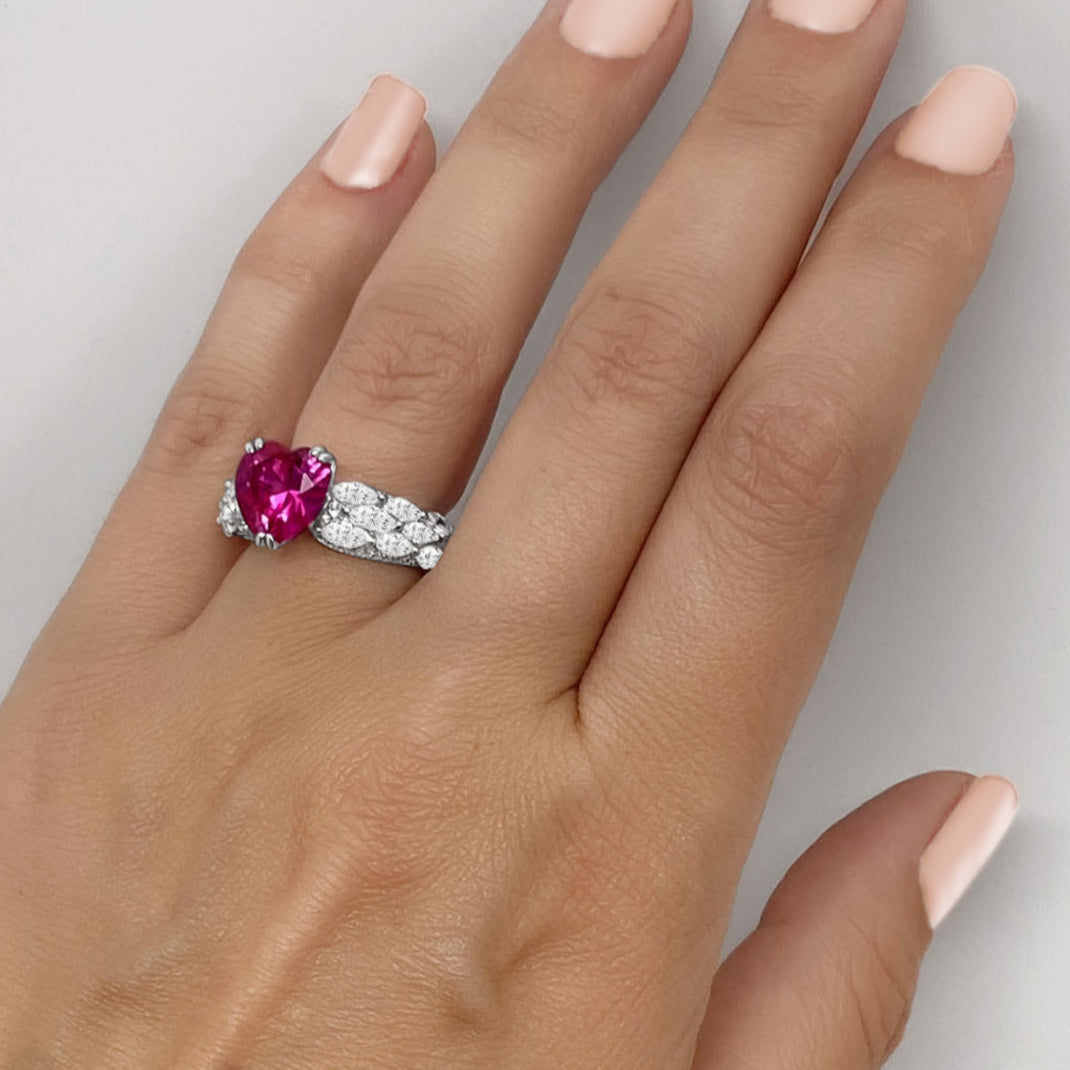 Pink Sapphire Heart Ring