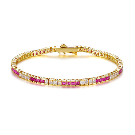 5 Carat Princess Cut Ruby Bracelet in Gold Anna Zuckerman