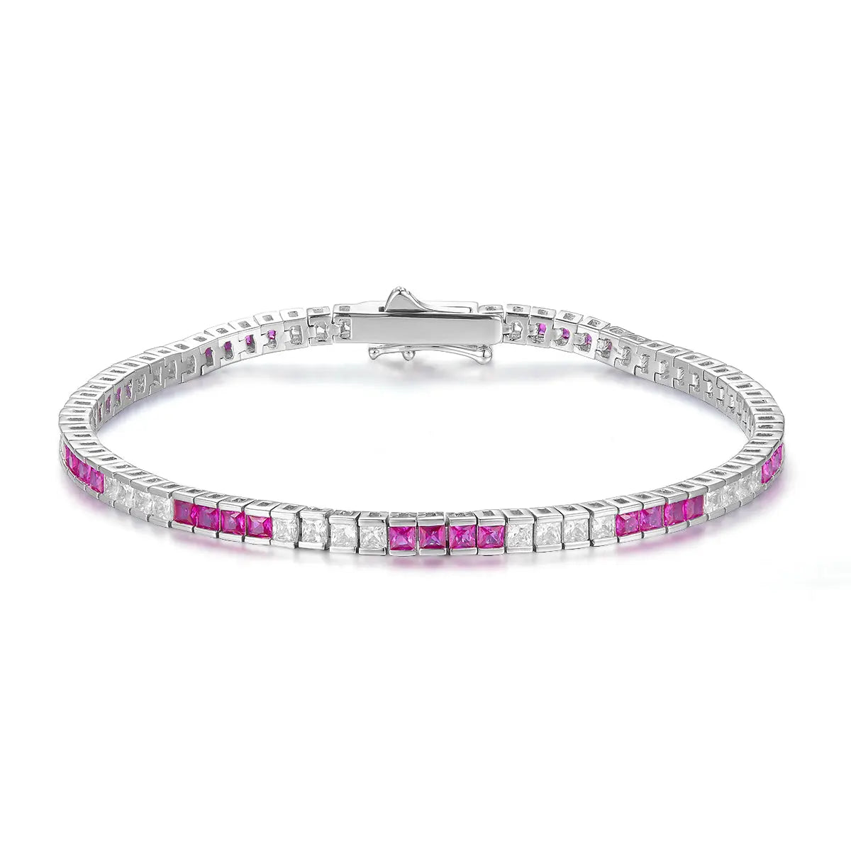 5 Carat Princess Cut Ruby Bracelet in Platinum Anna Zuckerman