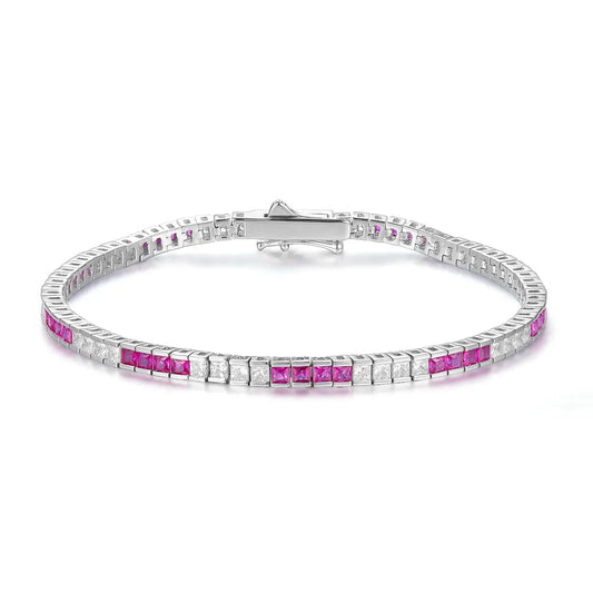 5 Carat Princess Cut Ruby Bracelet in Platinum Anna Zuckerman