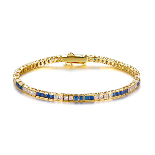 5 Carat Princess Cut Sapphire Bracelet in Gold Anna Zuckerman