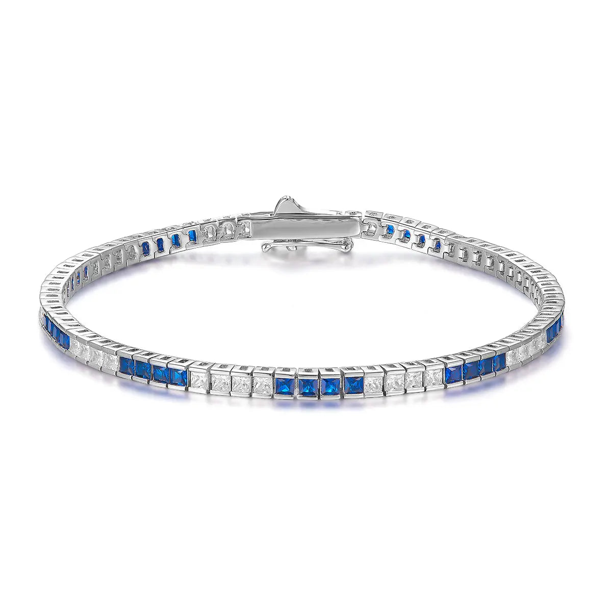 5 Carat Princess Cut Sapphire Bracelet in Platinum Anna Zuckerman