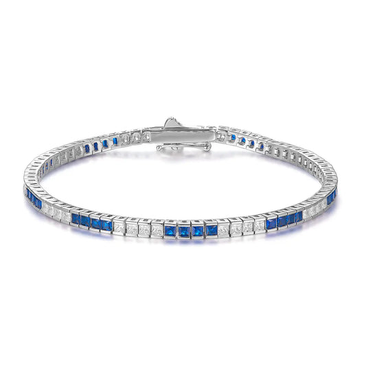 5 Carat Princess Cut Sapphire Bracelet in Platinum Anna Zuckerman