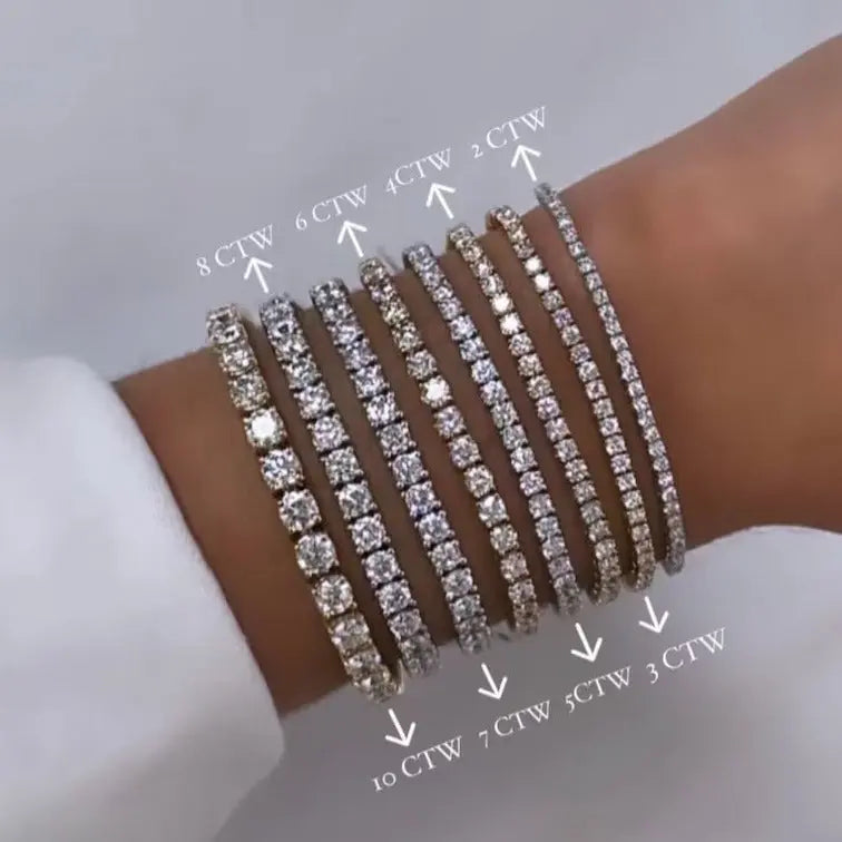 5 Carat Straight Line Tennis Bracelet in Gold Anna Zuckerman