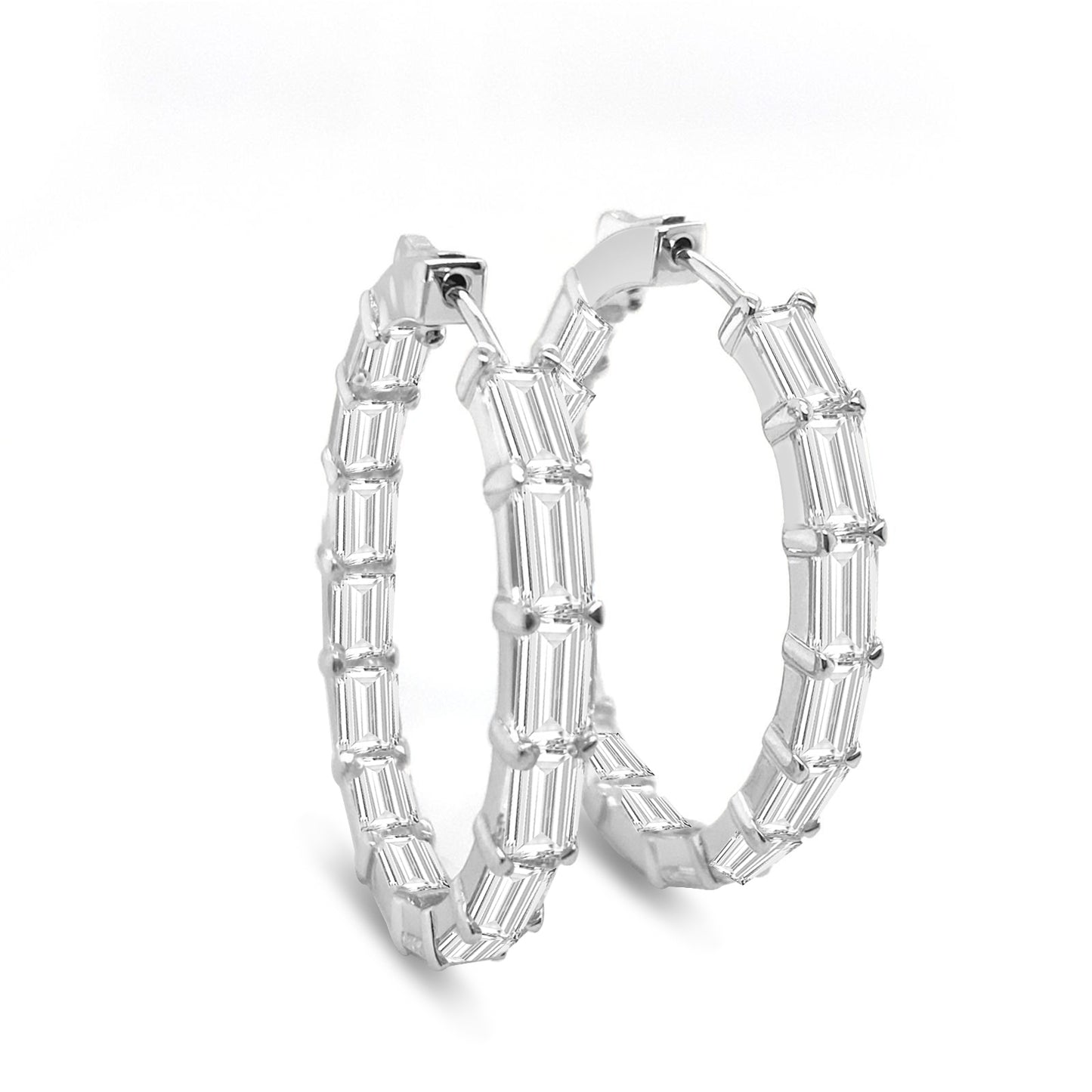 Brickell Oval Baguette Hoops