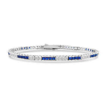 5 Carat Princess Cut Bracelet in Blue Sapphire