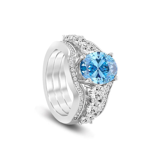 3 Carat Aquamarine Wedding Set