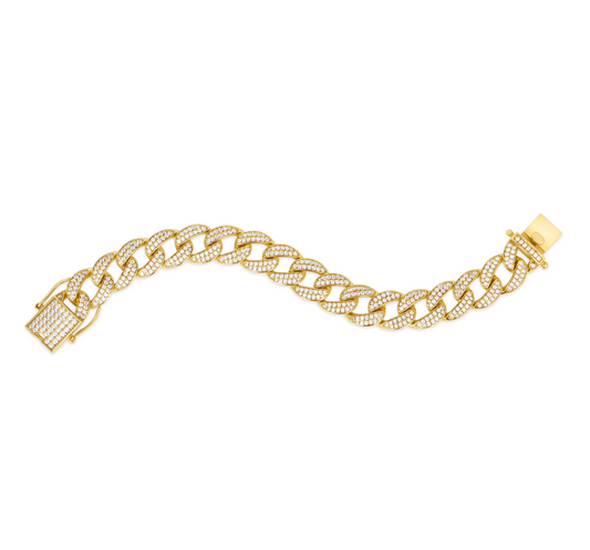 12mm Super Cuban Link Bracelet Yellow Gold