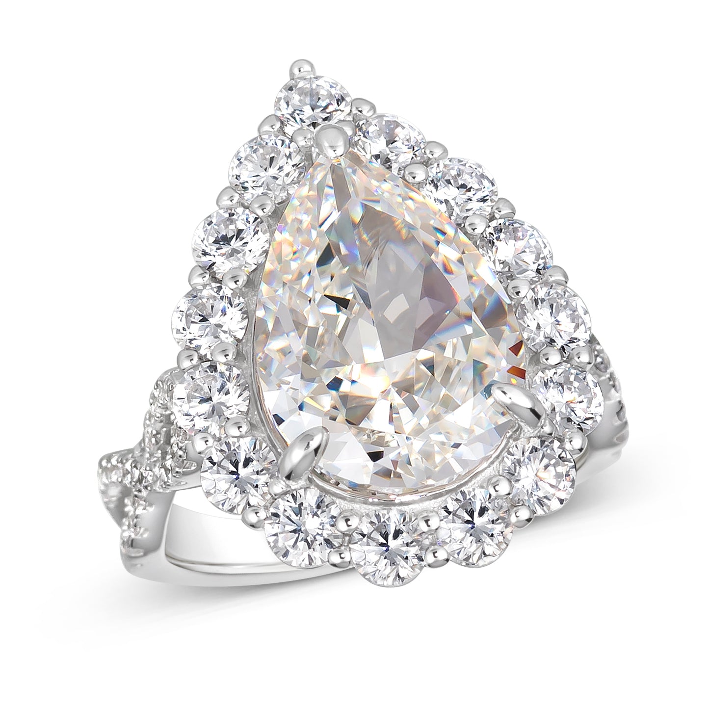 Gia Pear Shaped Cocktail Ring G/H Color Crystalline