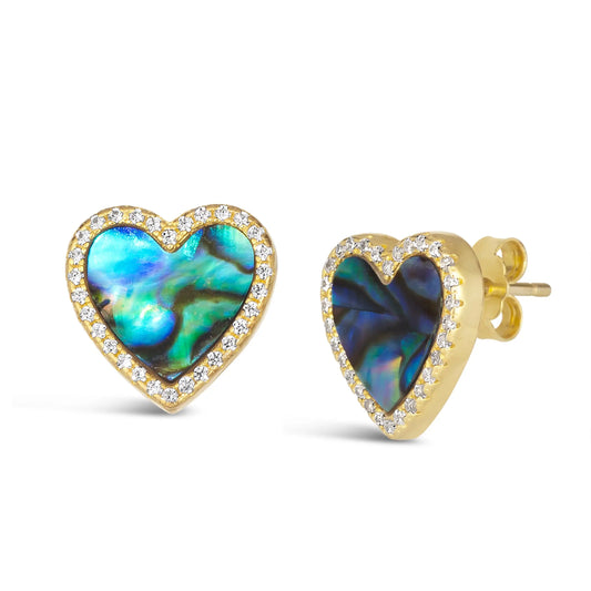 Abalone Heart Shaped Earrings - Anna Zuckerman