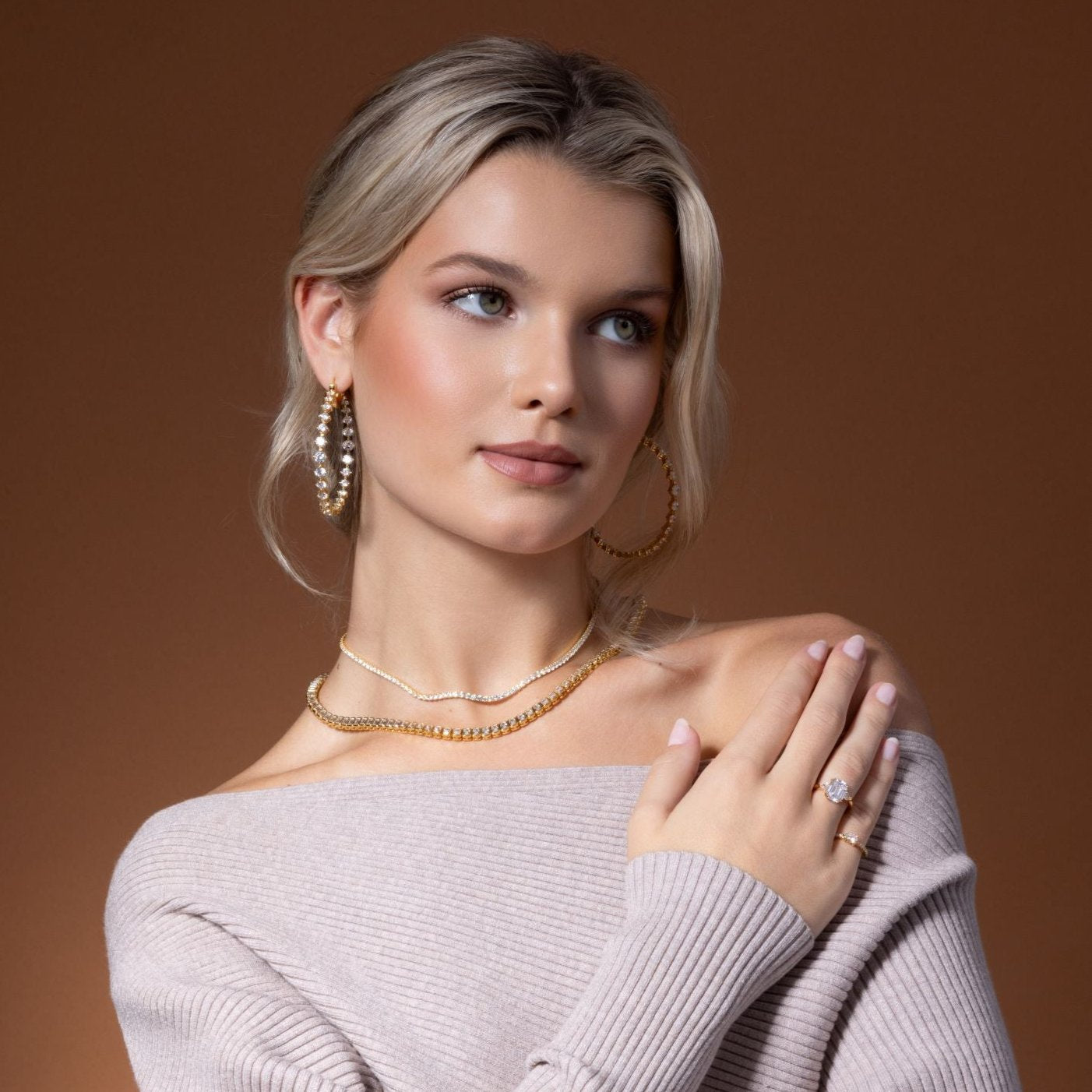 Jennifer XL Inside Out Hoops in Rose Gold