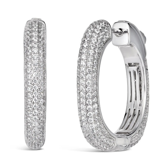 Amore Pave Hoop Earrings - Anna Zuckerman
