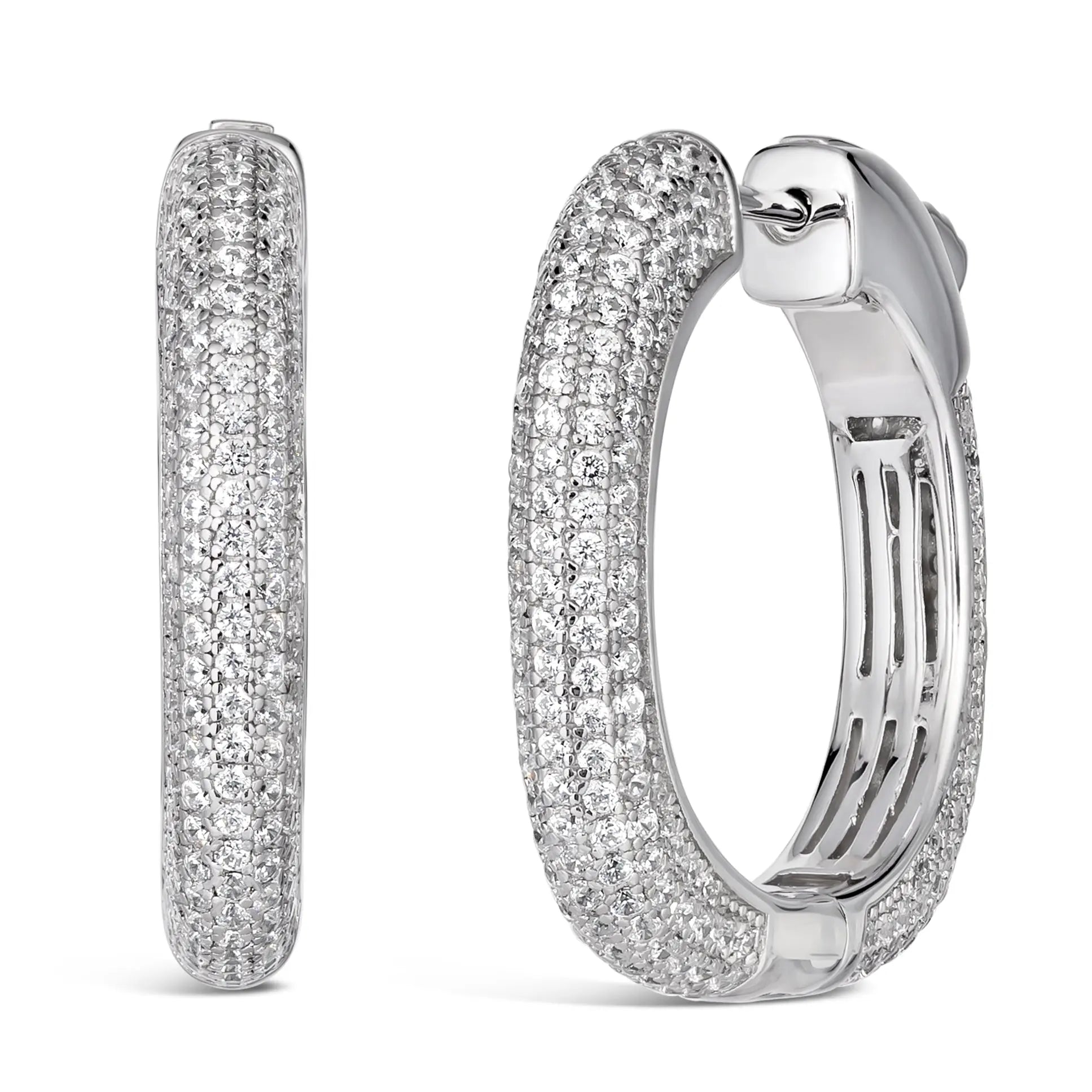 Amore Pave Hoop Earrings - Anna Zuckerman
