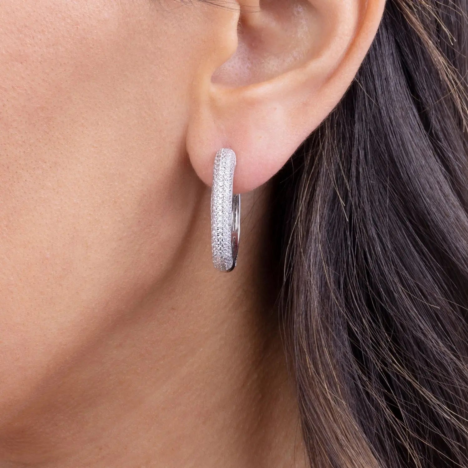 Amore Pave Hoop Earrings - Anna Zuckerman