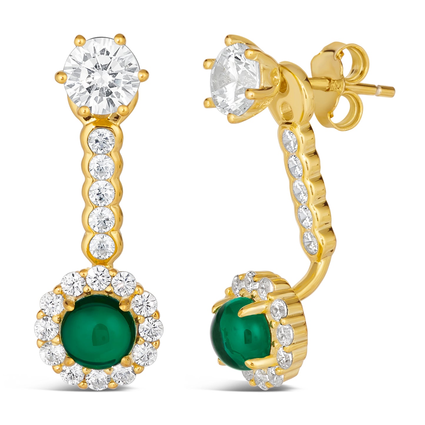 Green with Envy Diamond Crystalline Studs and Jackets Earrings