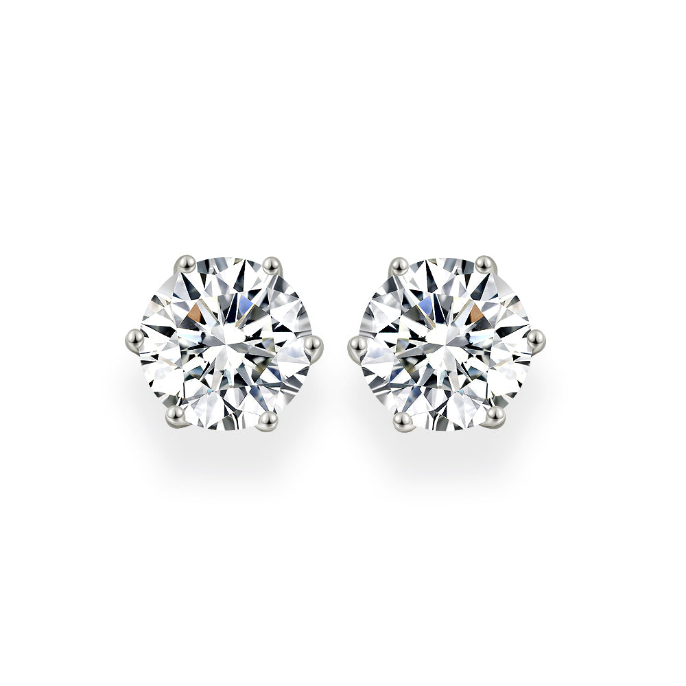 Diamond Crystalline 6 Prong Studs 2 Carat