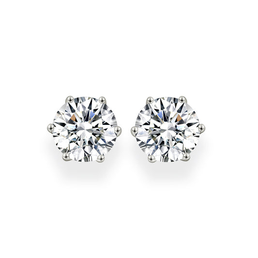 Diamond Crystalline 6 Prong Studs 2 Carat