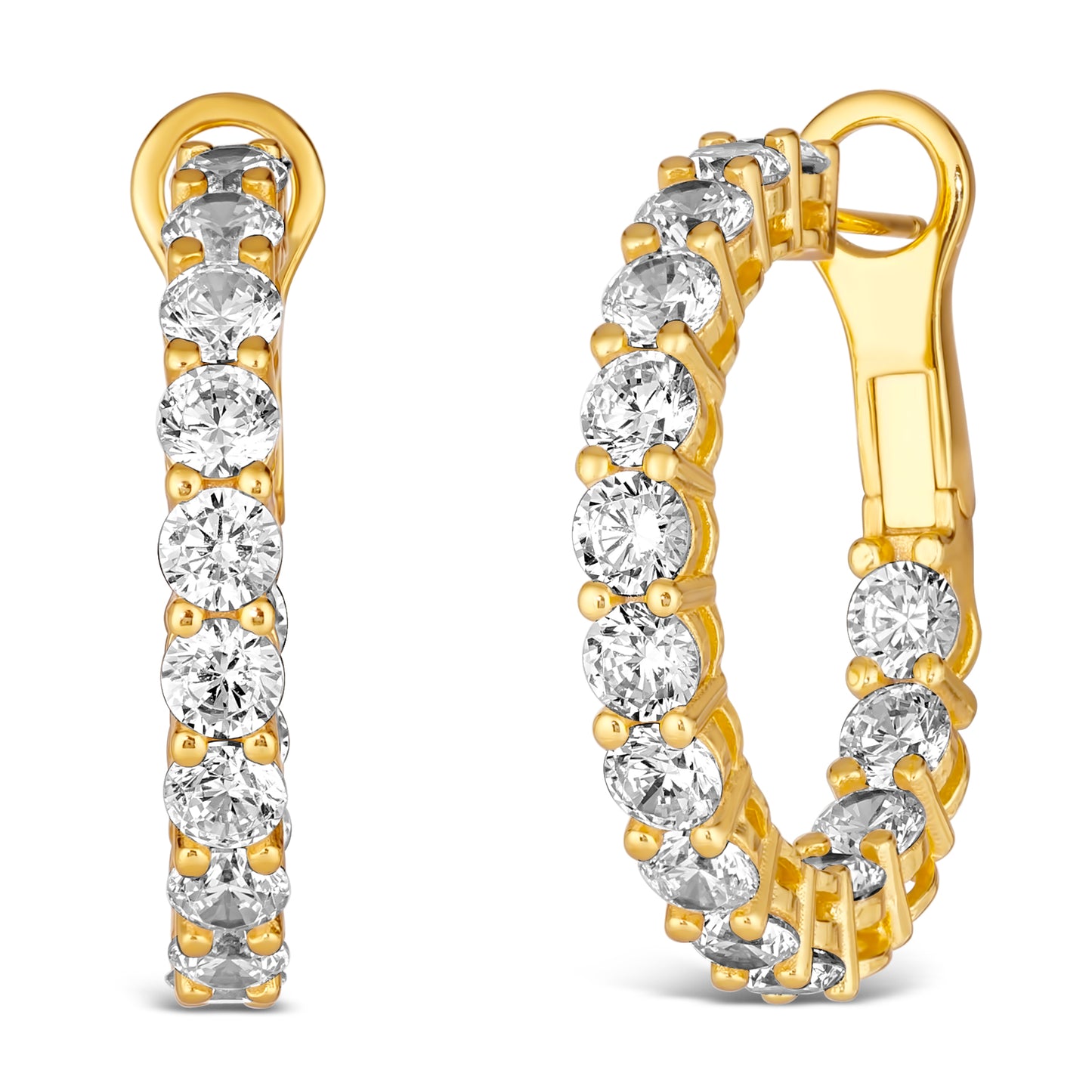3.75 Carat Inside Out Shared Prong Hoops