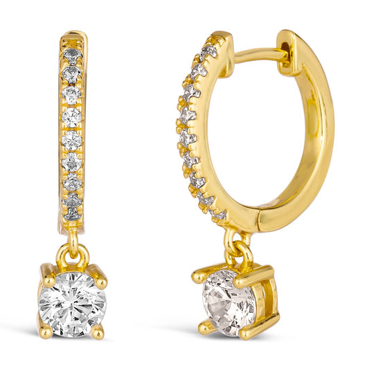 Classic Skinny Huggie Drops Yellow Gold