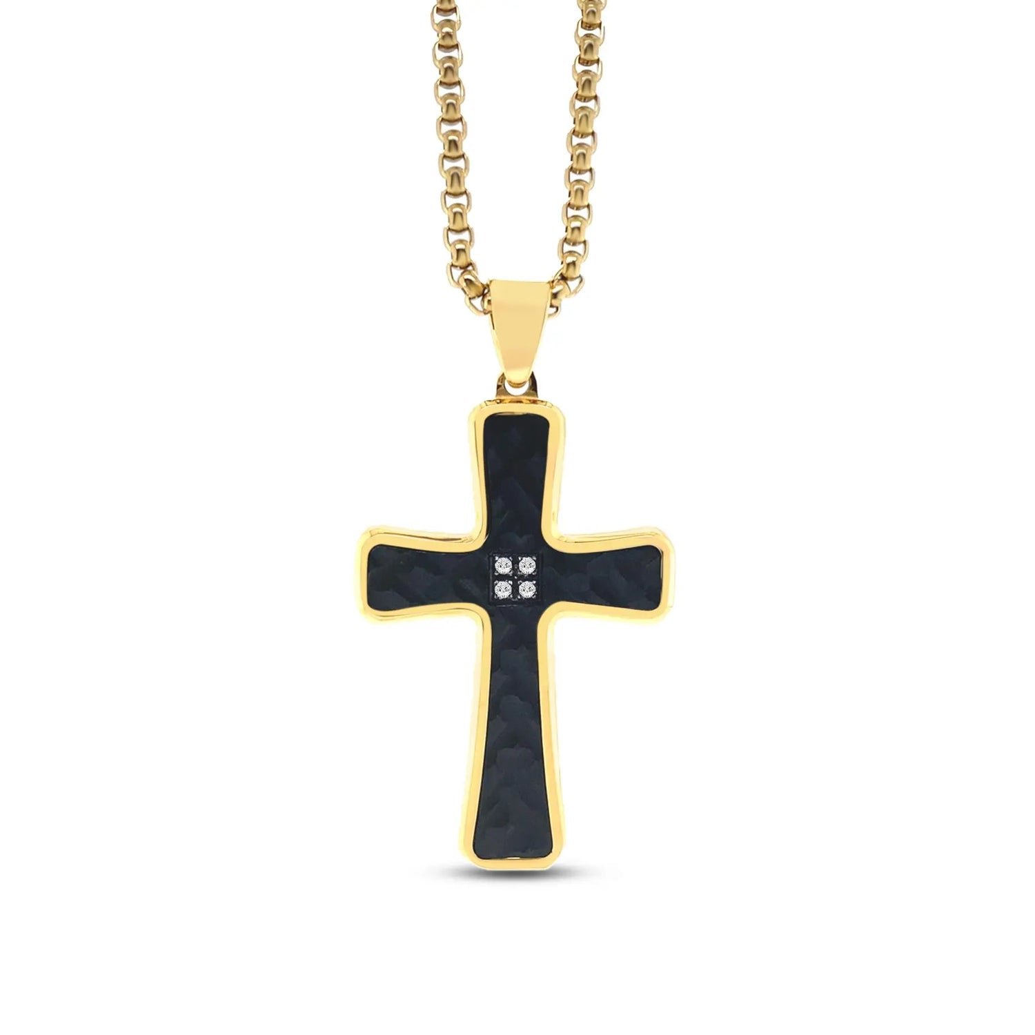 Argyle Cross Necklace in Noir Anna Zuckerman