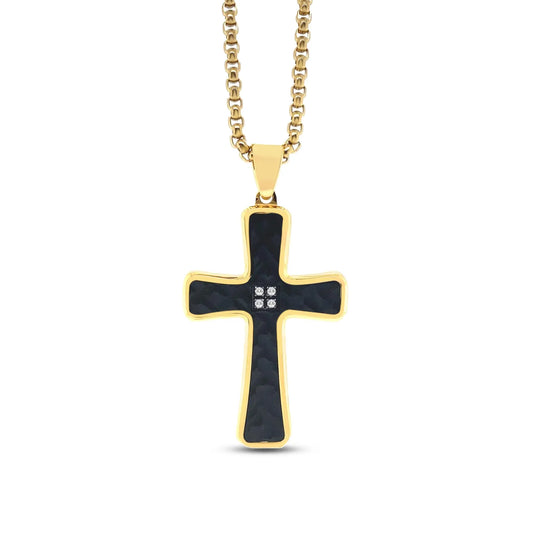 Argyle Cross Necklace in Noir Anna Zuckerman