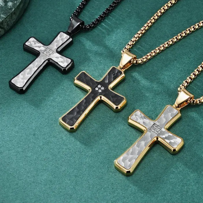 Argyle Cross Necklace in Noir Anna Zuckerman