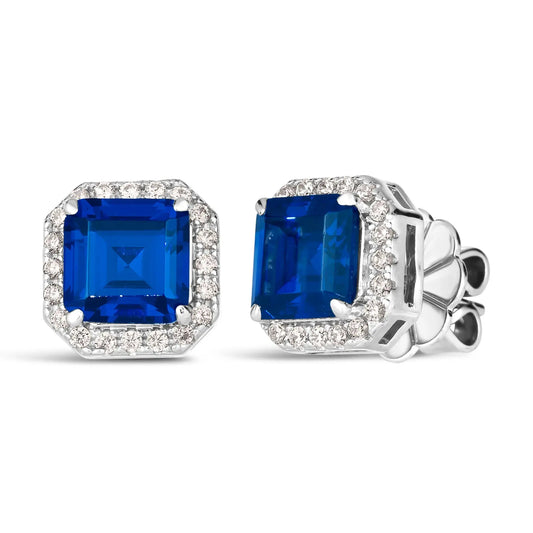 Bethenny Asscher Studs in Blue Sapphire Anna Zuckerman