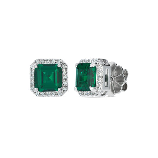 Bethenny Asscher Studs in Green Emerald Anna Zuckerman
