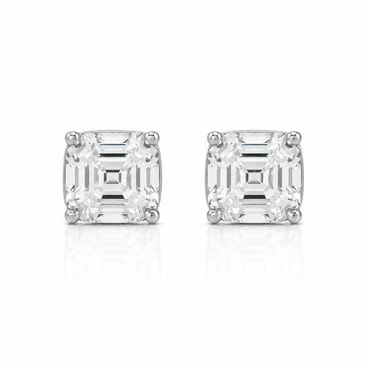 Billionaire Asscher Studs In White Diamond