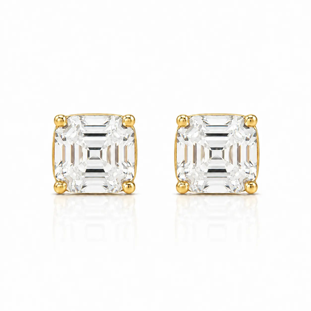 Billionaire Asscher Studs In White Diamond