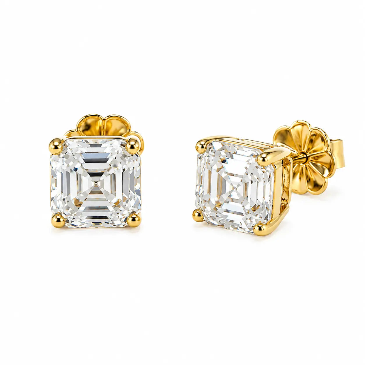 Billionaire Asscher Studs In White Diamond