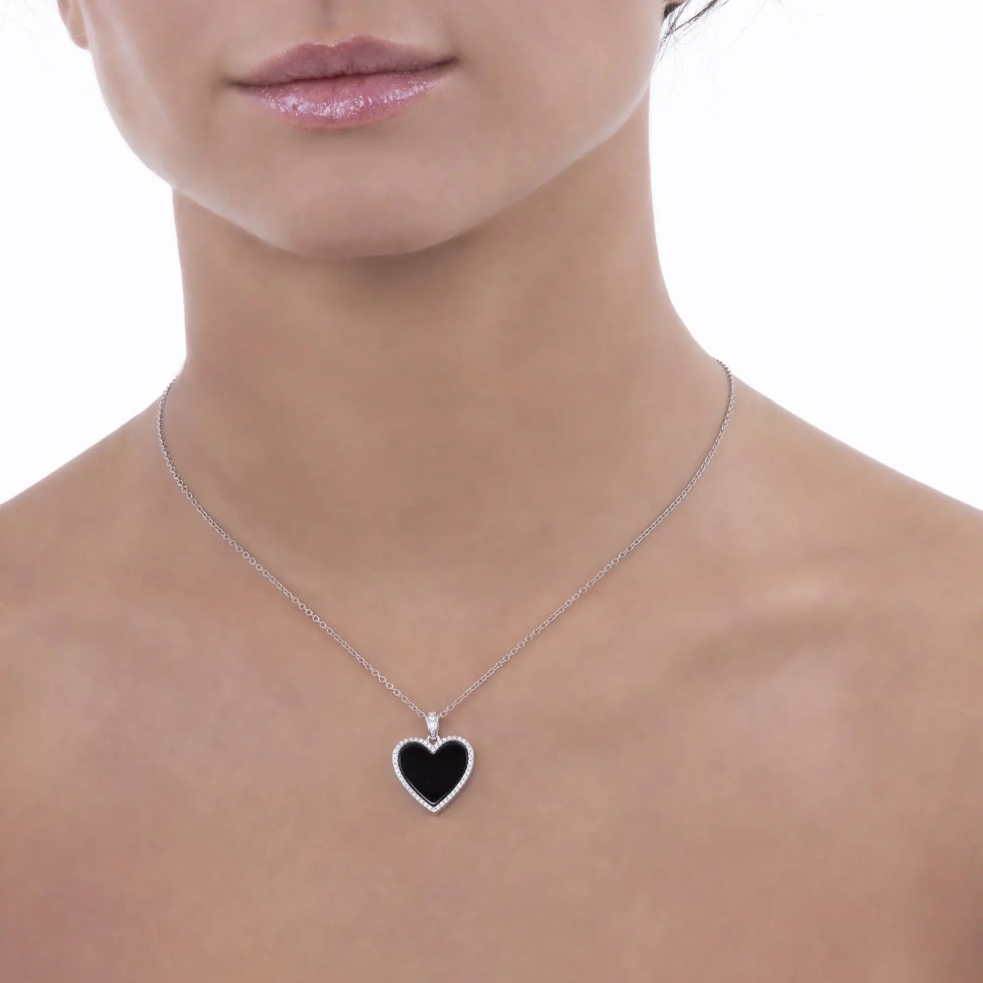 Black Onyx Heart Necklace - Anna Zuckerman