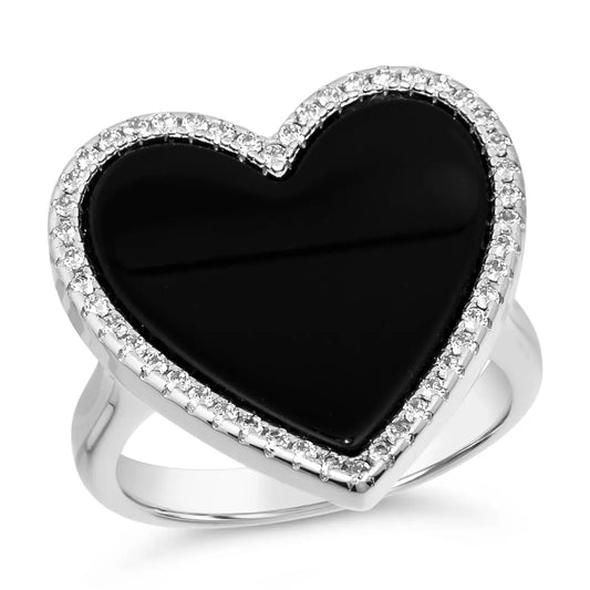 Black Onyx Heart Shaped Ring - Anna Zuckerman