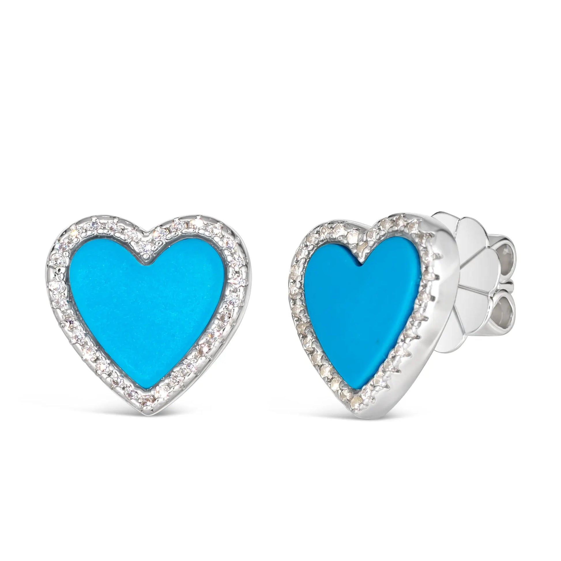 Blue Turquoise Heart Shaped Earring Studs - Anna Zuckerman