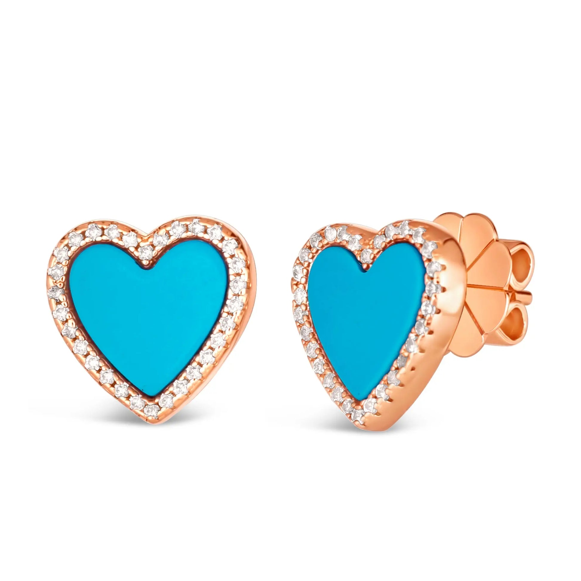 Blue Turquoise Heart Shaped Earring Studs - Anna Zuckerman